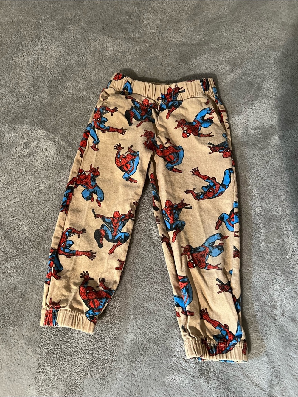 Marvel Beige Joggers with Red & Blue Spider-Man Print